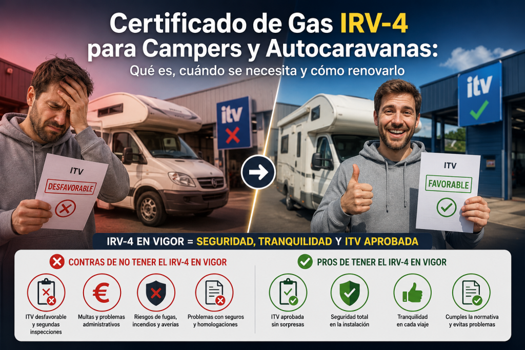 Certificado de gas IRV-4 para campers y autocaravanas pasando la ITV